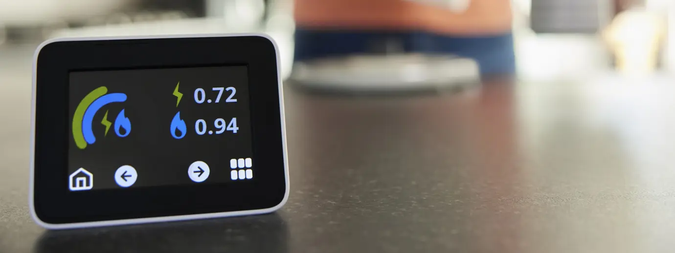 An image of an in-home display on a kitchen countertop.