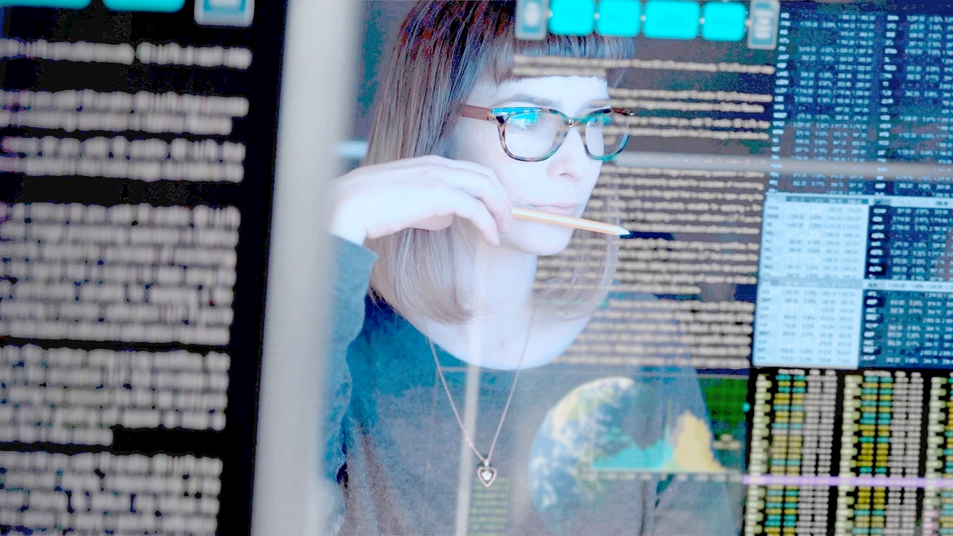 Woman looking at screen