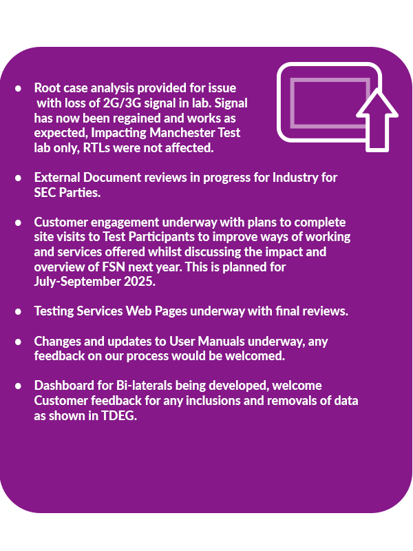 A graphic showing the latest UIT updates from DCC Testing Services