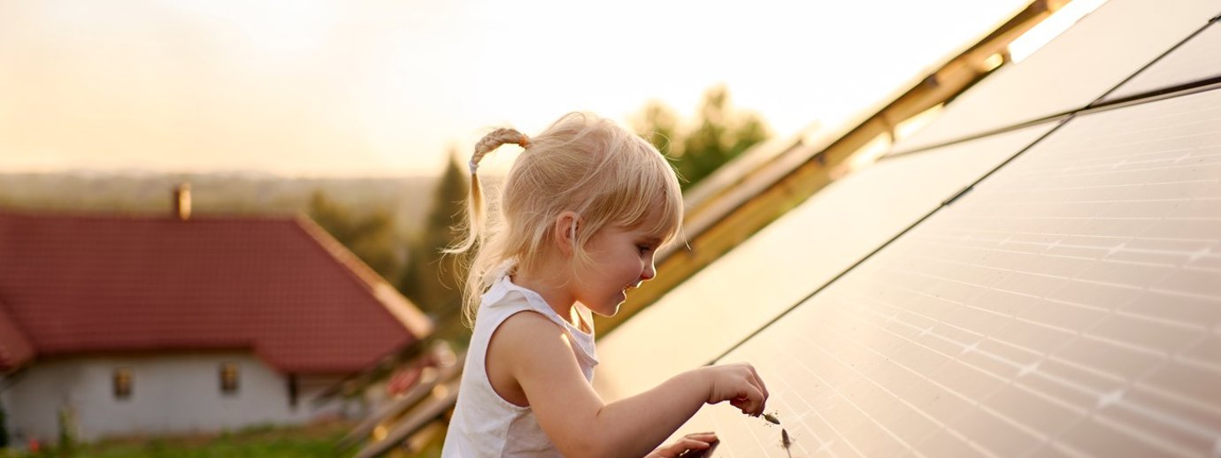 Girl looking at solar
