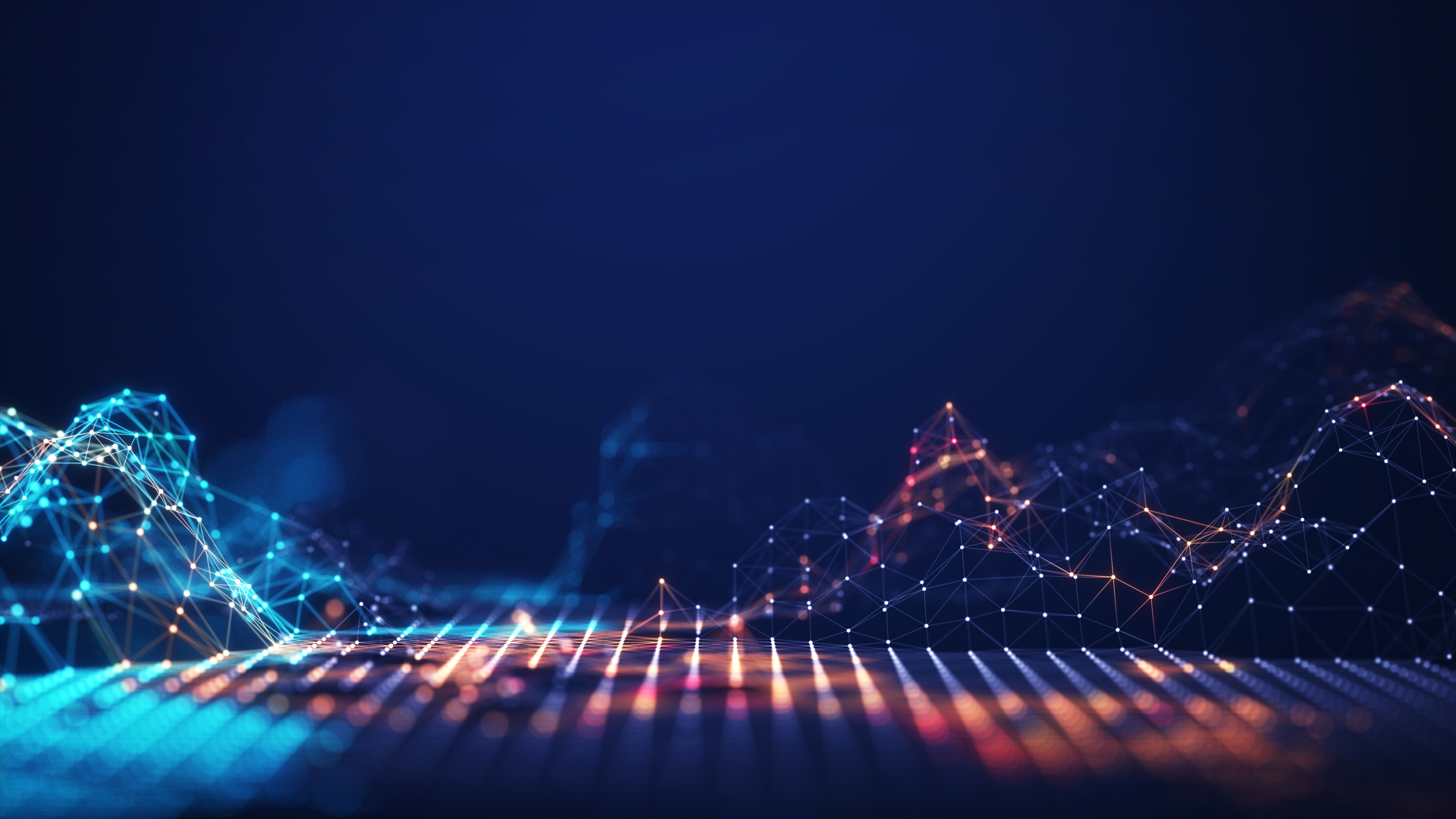 Abstract connected dots and lines. Concept of AI technology, Motion of digital data flow -