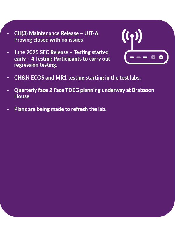 A graphic showing the latest Test Labs update from DCC testing services