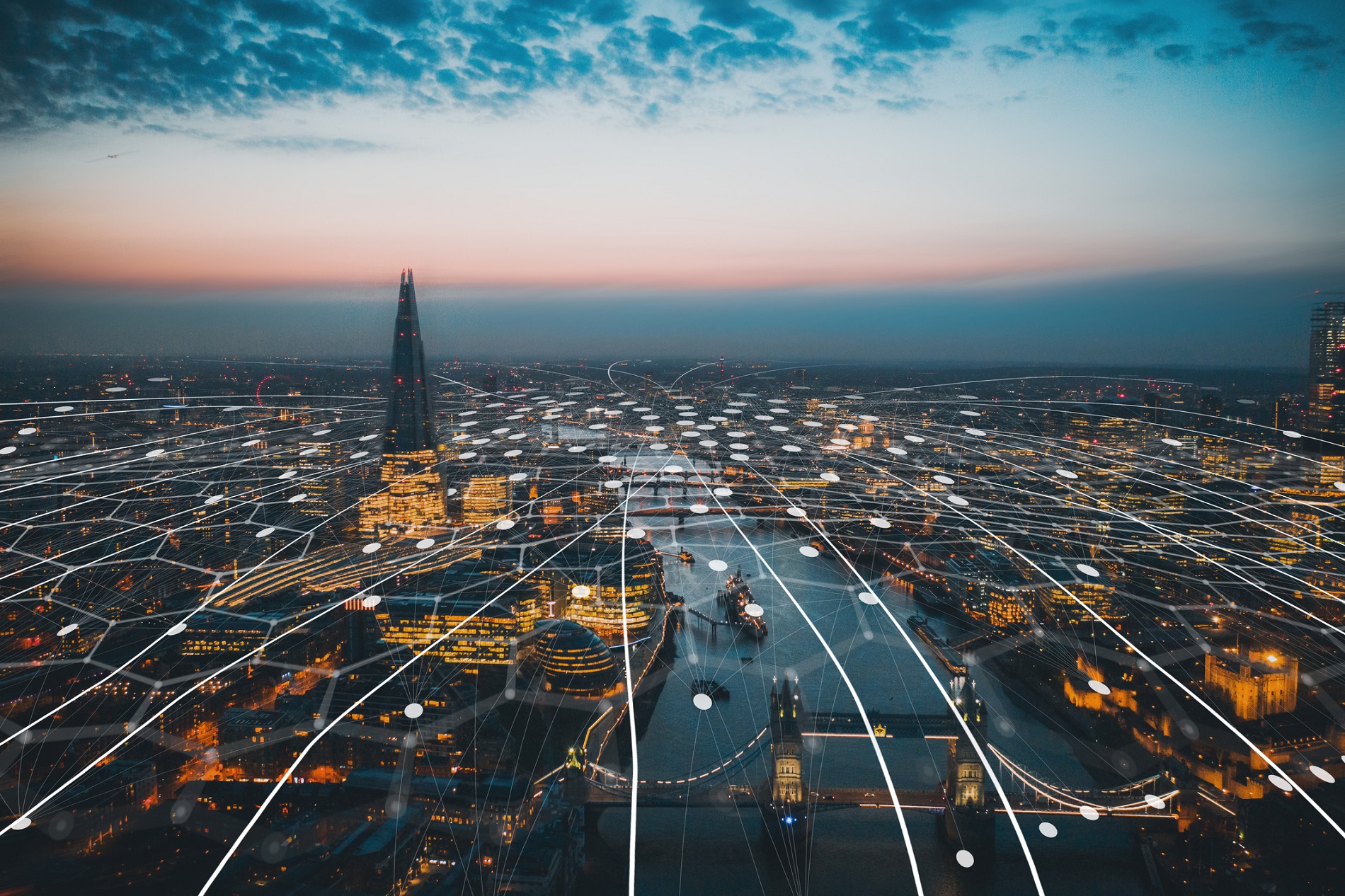 A wide-shot photo looking out over a cityscape