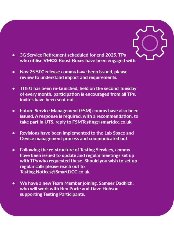 A graphic showing the latest UIT updates from DCC Testing Services
