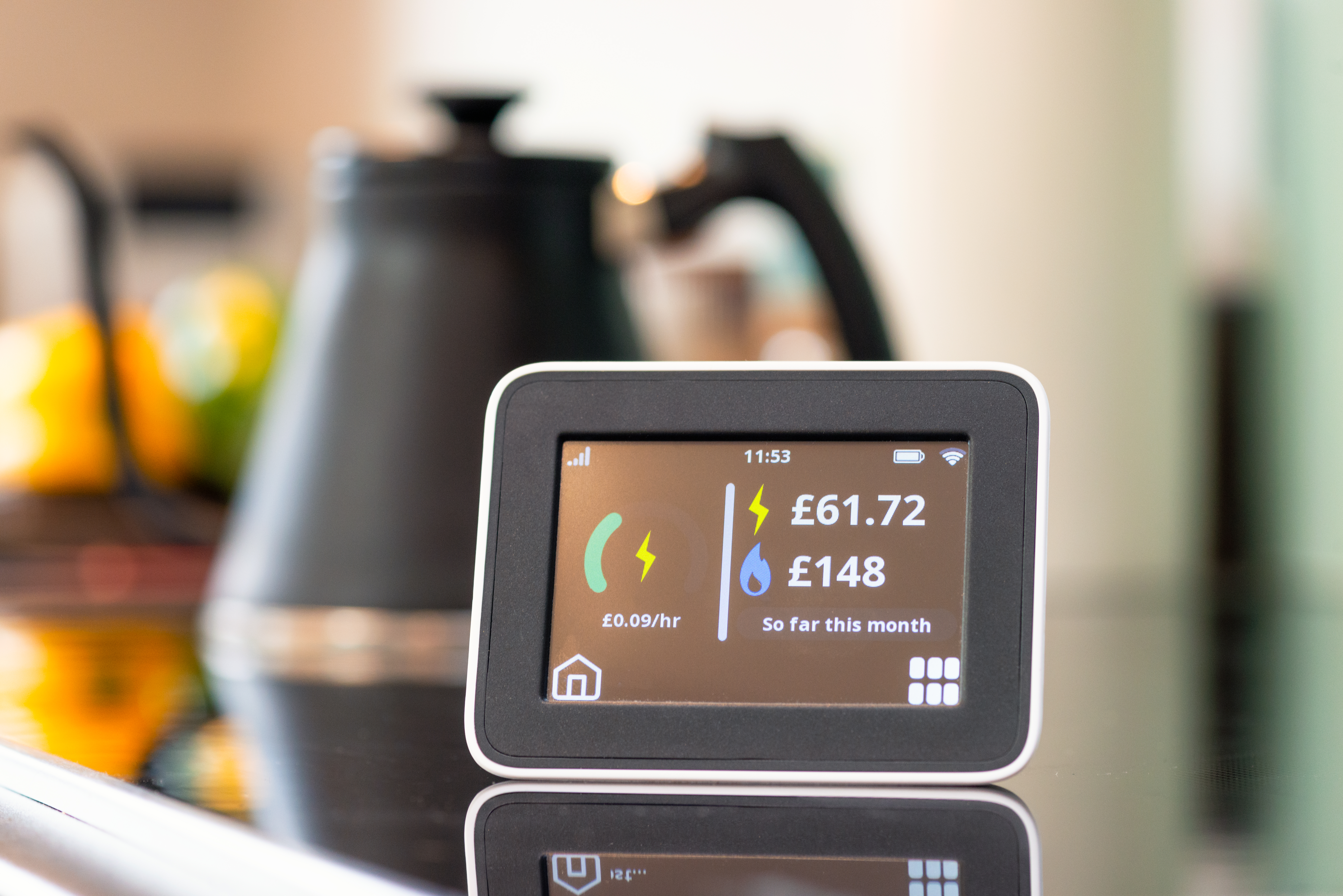 A photograph of an in-home display
