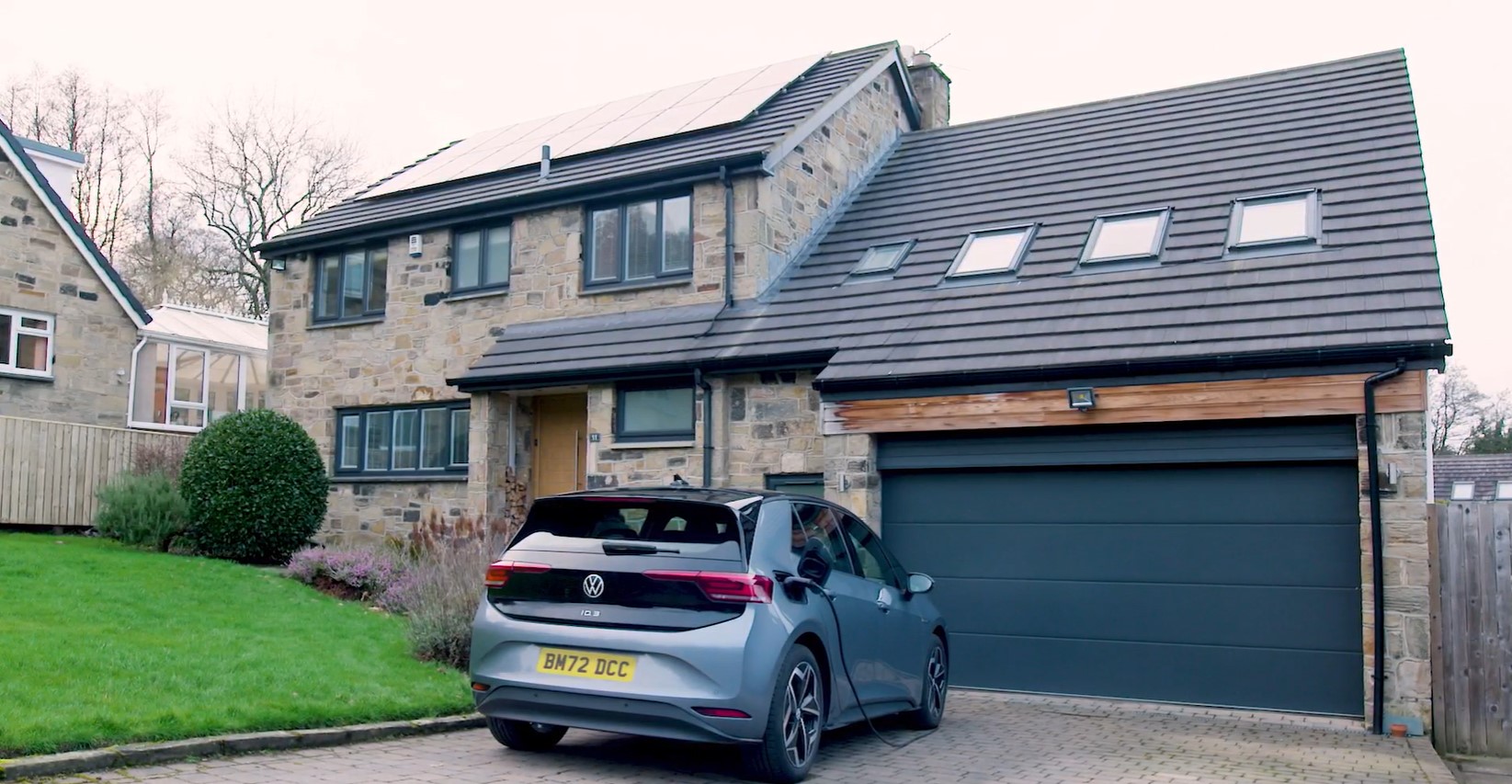 EV car and solar panels