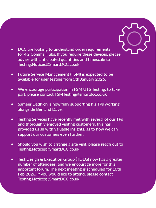 A graphic showing the latest UIT updates from DCC Testing Services