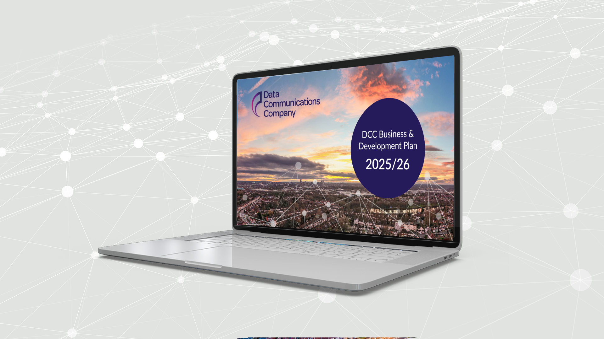 A mock-up of our Business & Development Plan 2025/26 shown on a laptop screen